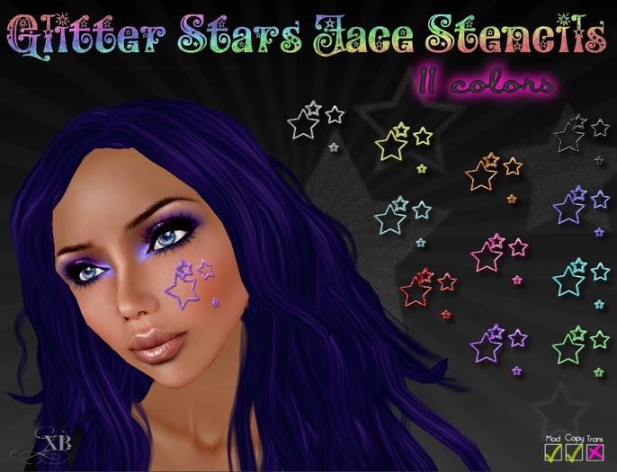 Glitter Stars Face Tattoos