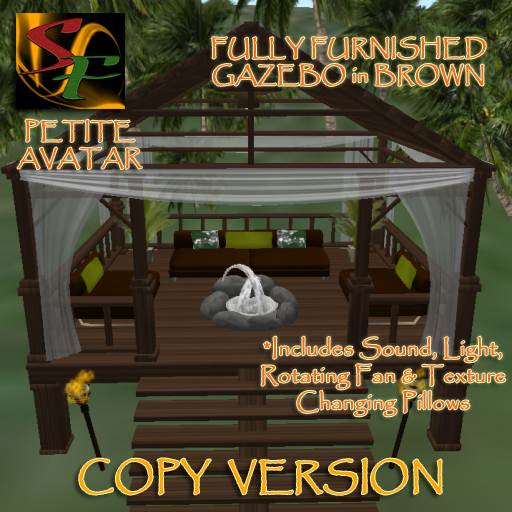 90% Off Throwback Sale - Scott's Fully Furnished PETITE Gazebo (Brown) - COPY Version