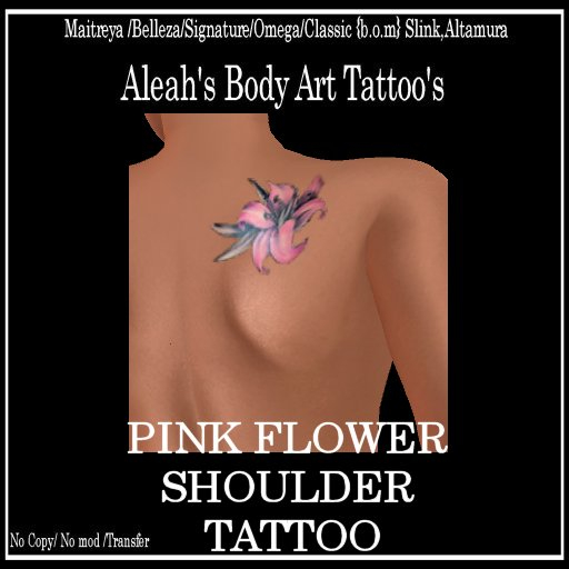 PINK FLOWER SHOULDER TATTOO
