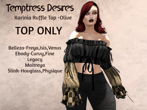 Karinia Ruffle Top -Olive-ADD