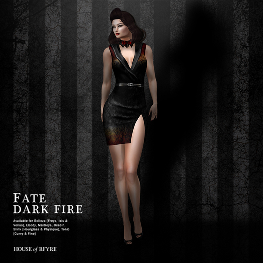 RFYRE FATE MESH TUXEDO DRESS - DARK FIRES
