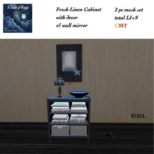 Fresh Linen Cabinet & Wall Mirror-Box