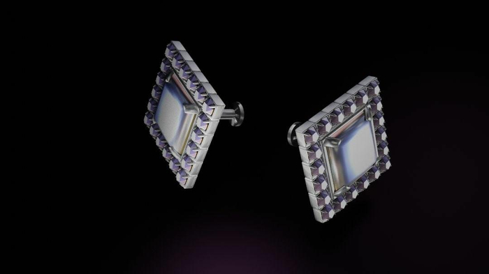 Princess Diamond Cut Earring-SILVER