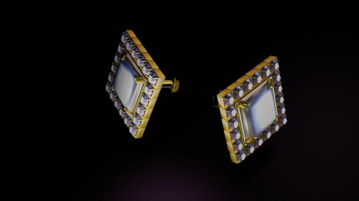 Princess Diamond Cut Earring-GOLD