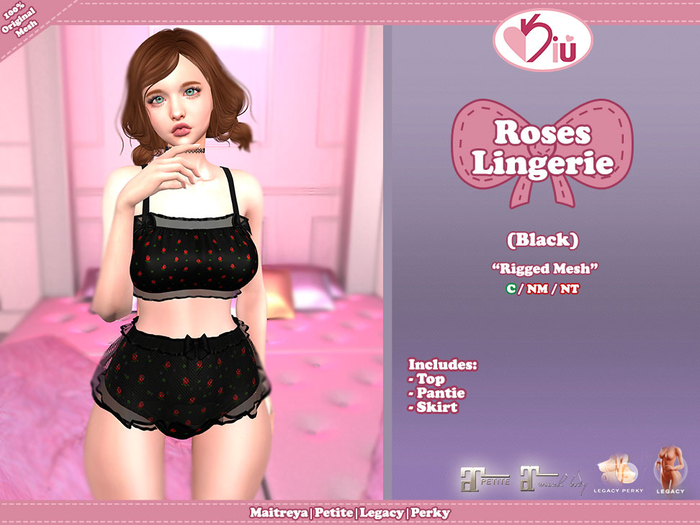 *>Kiu<* - Roses Lingerie_Black
