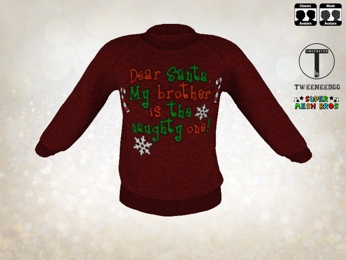 Rigged Mesh Kids Sweater - Santa Brother