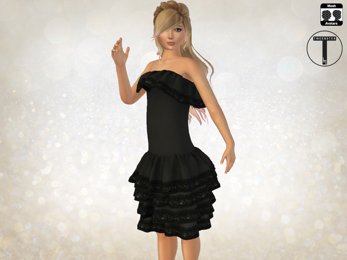 Tweenster Ruffle Dress Black - Delivery HUD