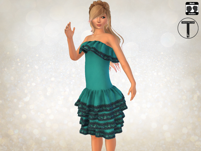 Tweenster Ruffle Dress Teal - Delivery HUD