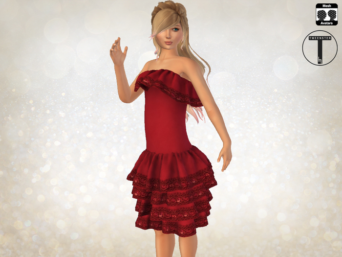Tweenster Ruffle Dress Red - Delivery HUD