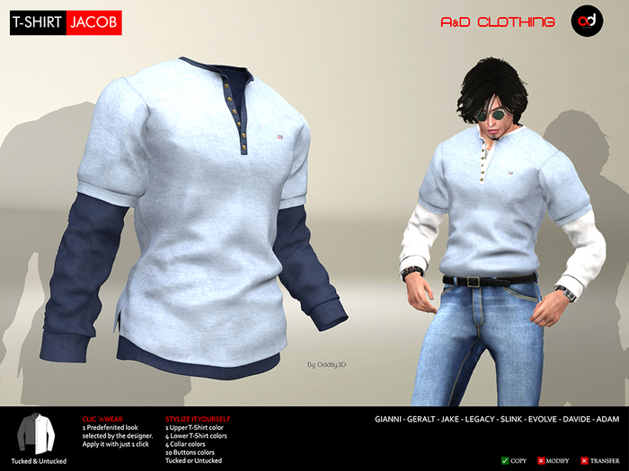 A&D Clothing - T-shirt -Jacob- Sky