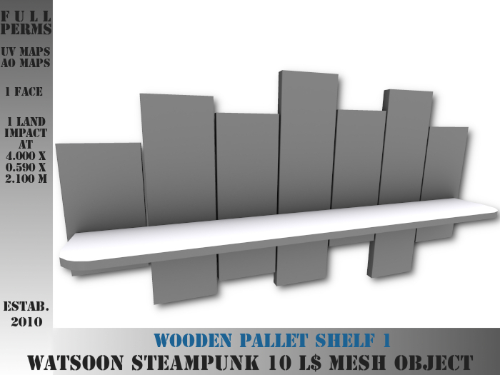 Wooden pallet shelf 1 - 1 LI - FULL PERM Mesh