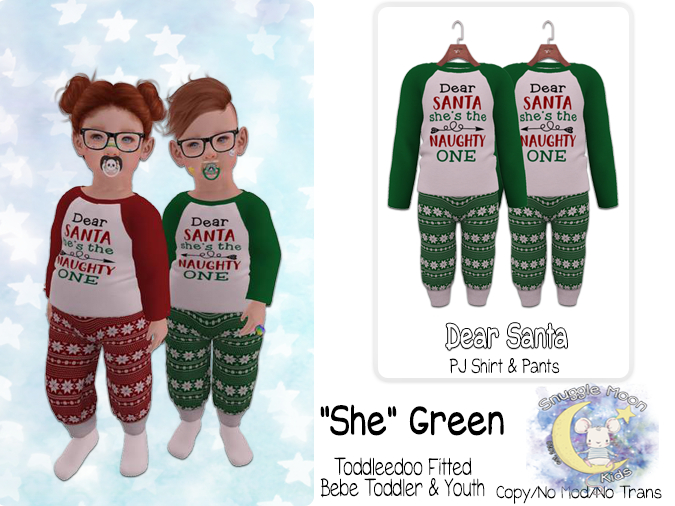 {SMK} Dear Santa PJs - She - Green [Add Me]