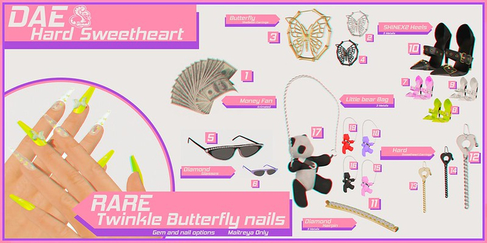 = DAE =  twinkle butterfly nails RARE