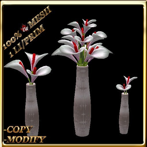 Vase OF White Calla Lilies-Modifiable