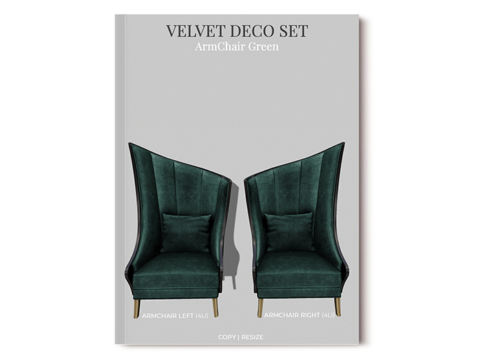 MINIMAL - Velvet Deco Set Armchair Green