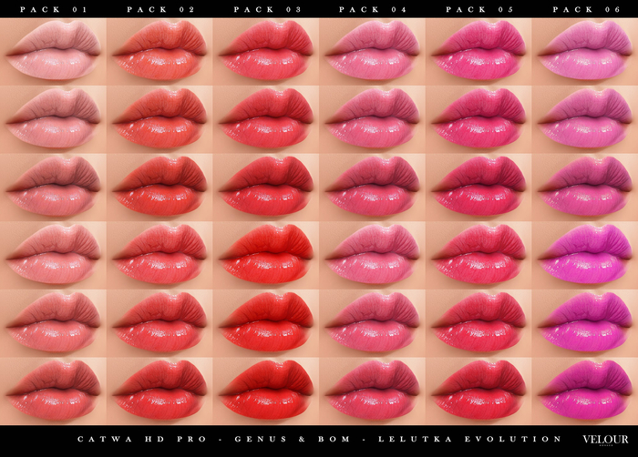 VELOUR: Jisoo HD Lips - Pack 02 (Catwa HD PRO)