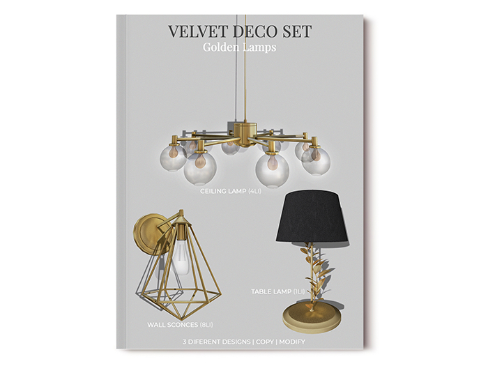 MINIMAL - Velvet Deco Set Golden Lamps