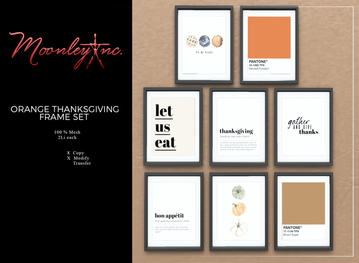 Moonley Inc. - Orange Thanksgiving Frame Set