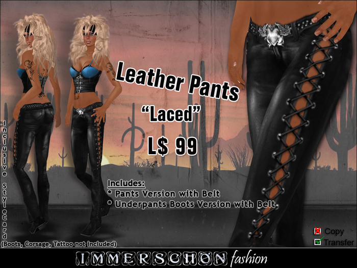 Immerschoen Girl - Leather Pants 'Laced' Regular (Black)