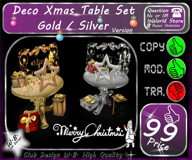 Merry Christmas Table Set Gold Silver