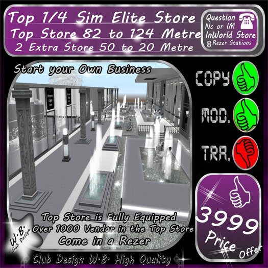 * Top New 1/4 Sim Elite Store * Fully Equipped *