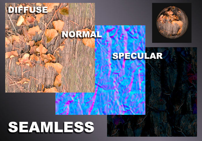 Seamless Bark/Ivy Textures 2048