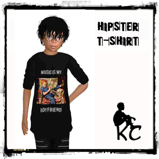 KC Hipster T-Shirt Black - Music Is My BF