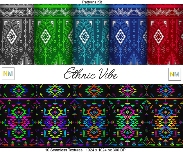 Ethnic Vibe Patterns Kit 10 Seamless Textures NM