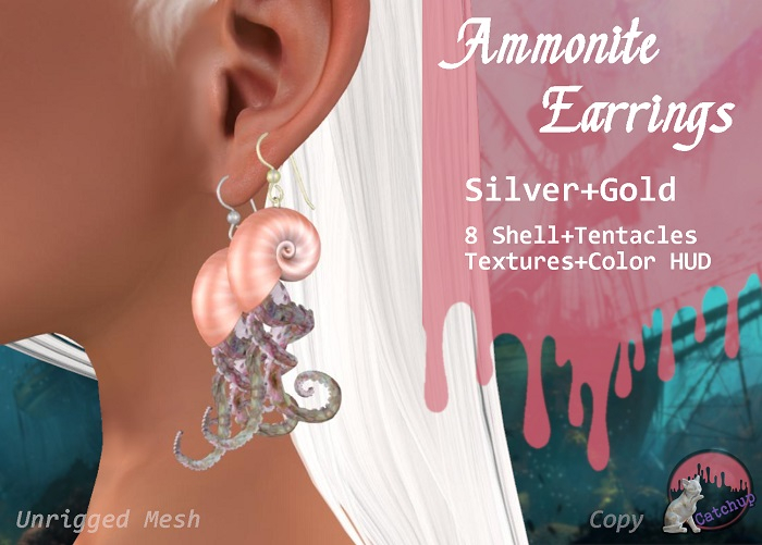 Catchup - Ammonite Earrings - Silver+Gold