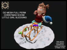 GD MESH FULL PERM CHRISTMAS SCENE LITTLE GIRL SLEDGING