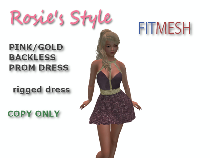 Pink/Gold Backless Dress