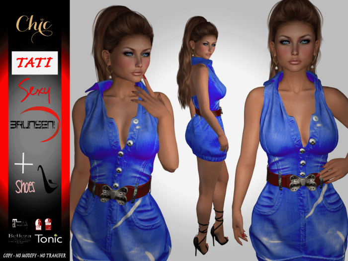 Brunsen Couture - Tati Mini Dress Blue Red Chic + Shoes