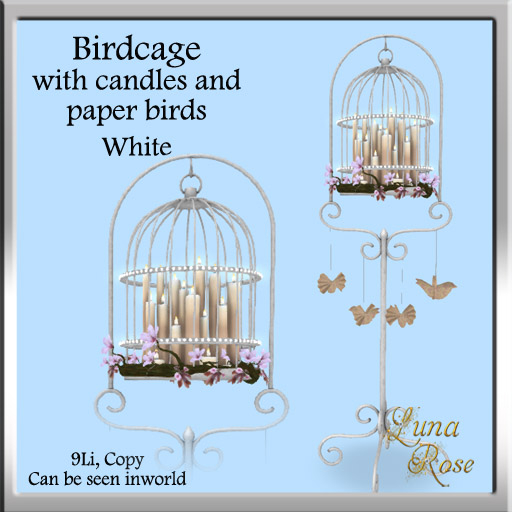 Birdcage & Candles  White  - ADD to unpack