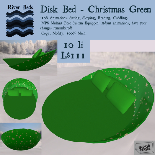 *Disk Bed - Christmas Green*