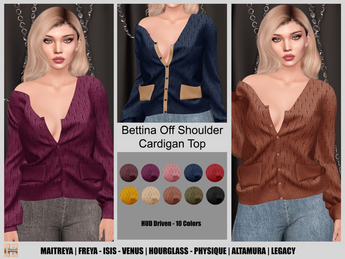 [hh] Bettina Off Shoulder Cardigan Top