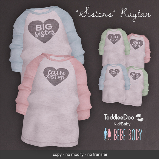 LeMomo: "Sisters" Raglan [Baby/Kid/Bebe]