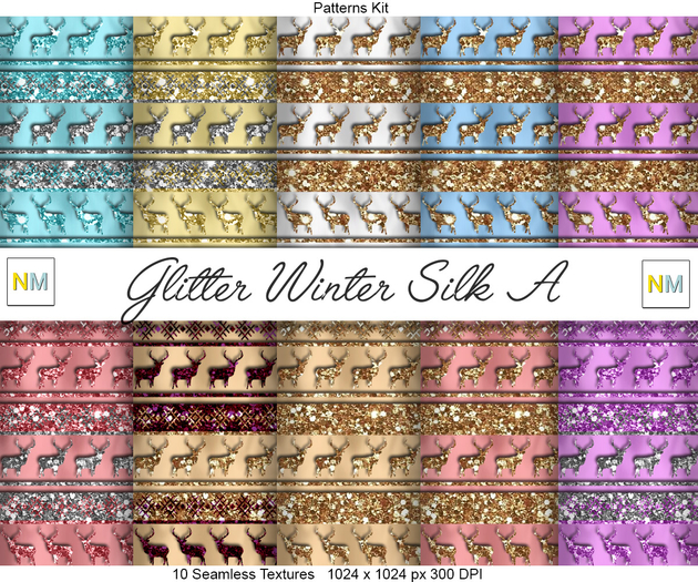 Glitter Winter Silk A Patterns Kit 10 Seamless Textures NM