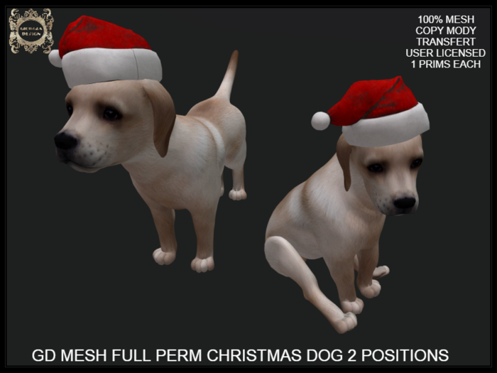 GD MESH FULL PERM CHRISTMAS DOG 2 POSITIONS