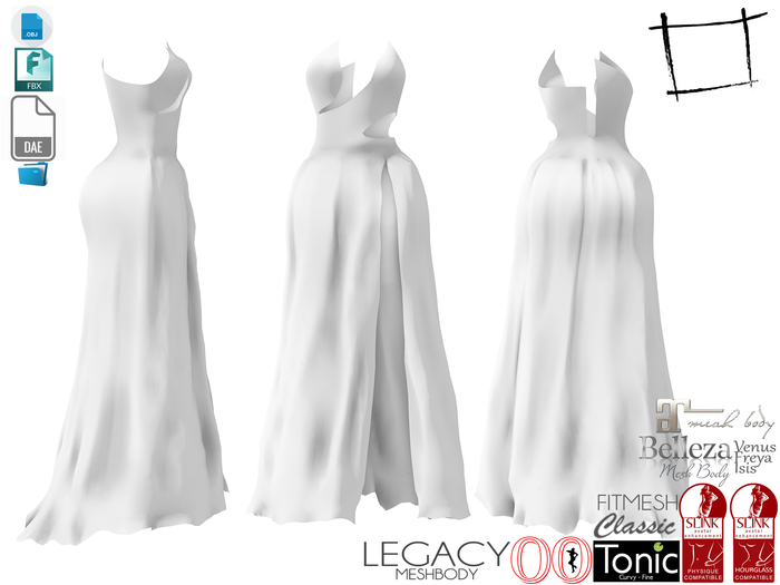 Dae Obj FBX For Front Slit Strapless Cutout Dress Slink, Maitreya, Belleza, Tonic, Ocacin Standard