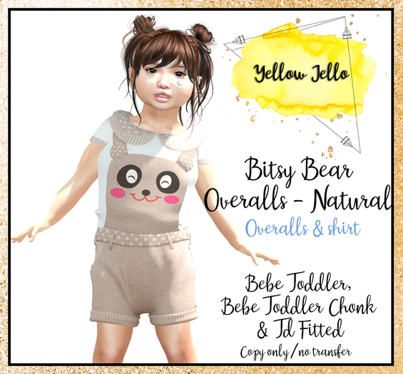 YJ - Bitsy Bear Overalls - Natural (add me)