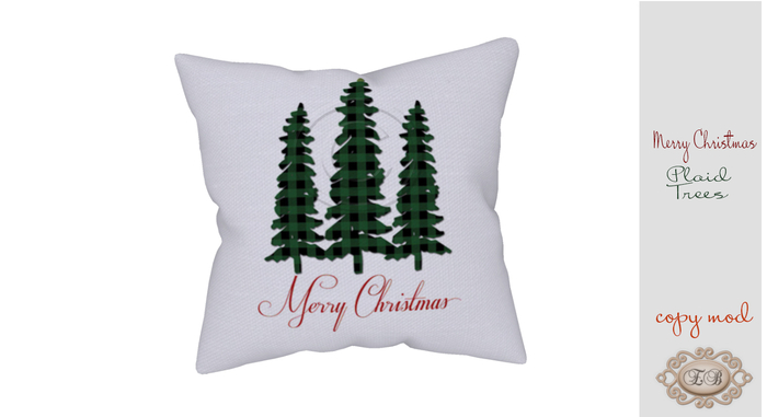 .:Ecce Bellus:. Merry Christmas Plaid trees Pillow