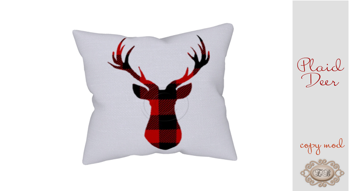 .:Ecce Bellus:.Plaid Deer Pillow ~CHRISTMAS 