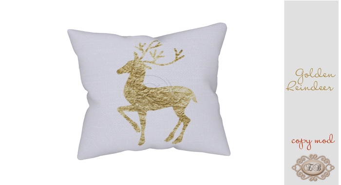 .:Ecce Bellus:.Gold Deer Pillow ~ CHRISTMAS