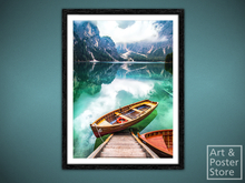 Boats In Lake | Scenic Photo Poster | Mesh Frame with 6 texture options 