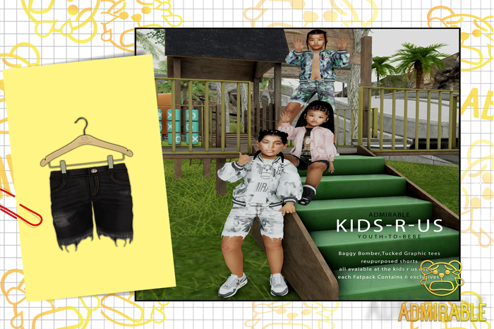 Admirable- Repurposed Shorts (Black)