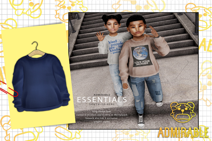 Admirable- Long Sleeve Tee (Navy)