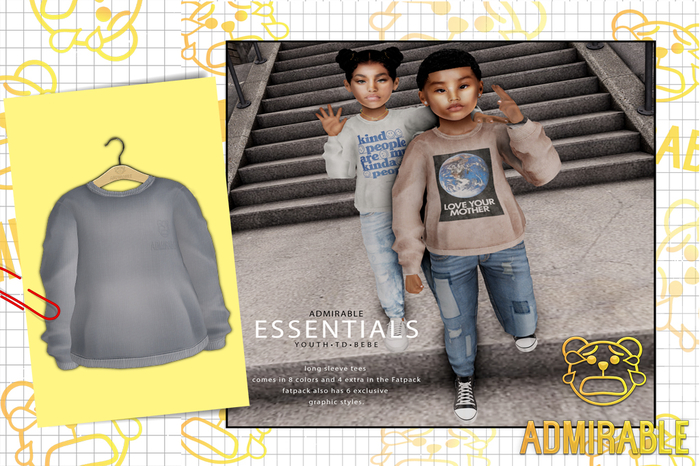 Admirable- Long Sleeve Tee (Slate)