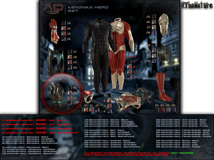 4TheNature - [AD] - Aeonian Hero - Greaves - Silver-Red
