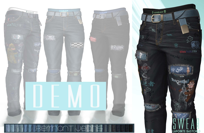 L&B - Mens - Denim Jeans - Remnant Ripped Fatpack DEMO Jake / Gianni / Geralt / Slink