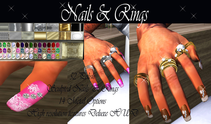 ::::: NAILS & RINGS SCULPTED 52 POLISH HUD BY SHILOH JUN
